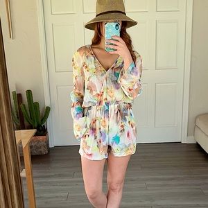 Anthropologie Willow and Clay Floral Romper